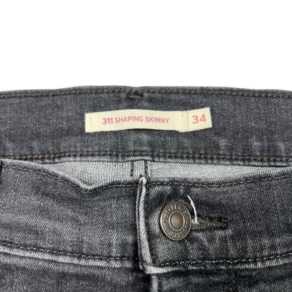 Levi’s 311 Shaping Skinny Stretch Denim Jeans Mid Rise Black Wash Womens 34 - Picture 5 of 7